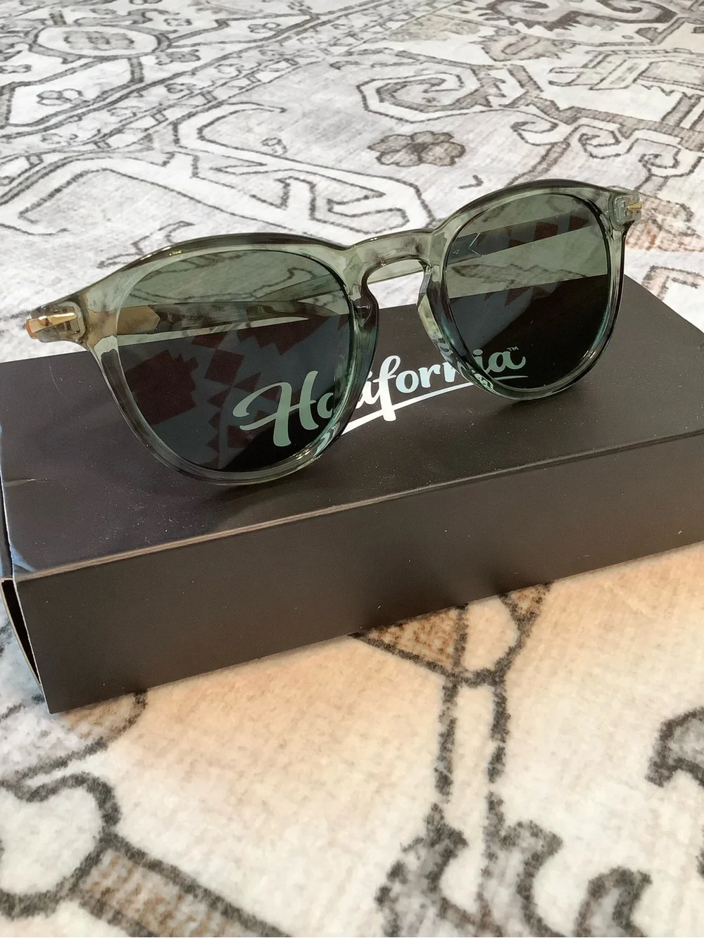 NWOT Halifornia Translucent Green Round Sunglasses